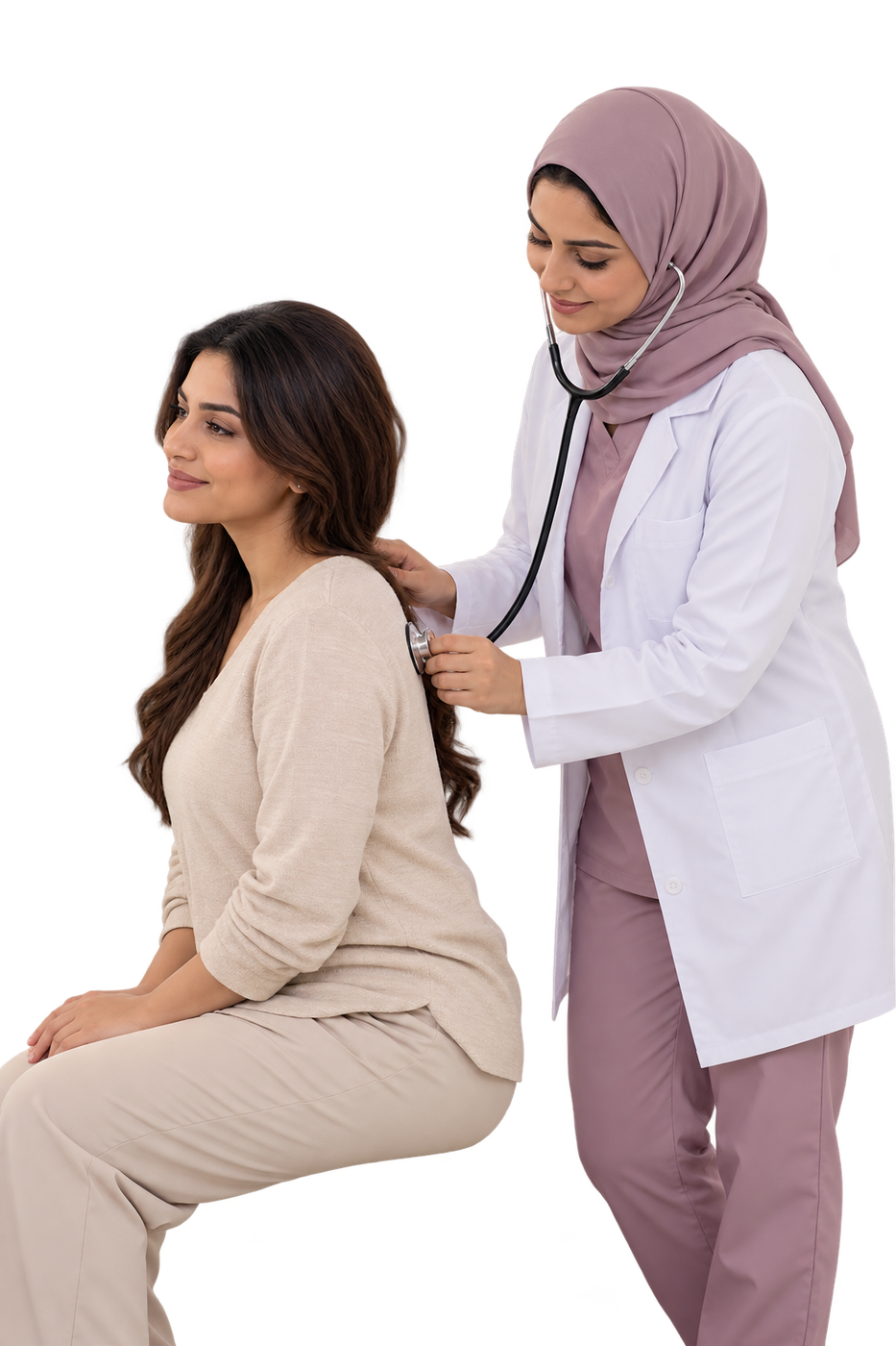 A clinician with a patient after a home sample collection
