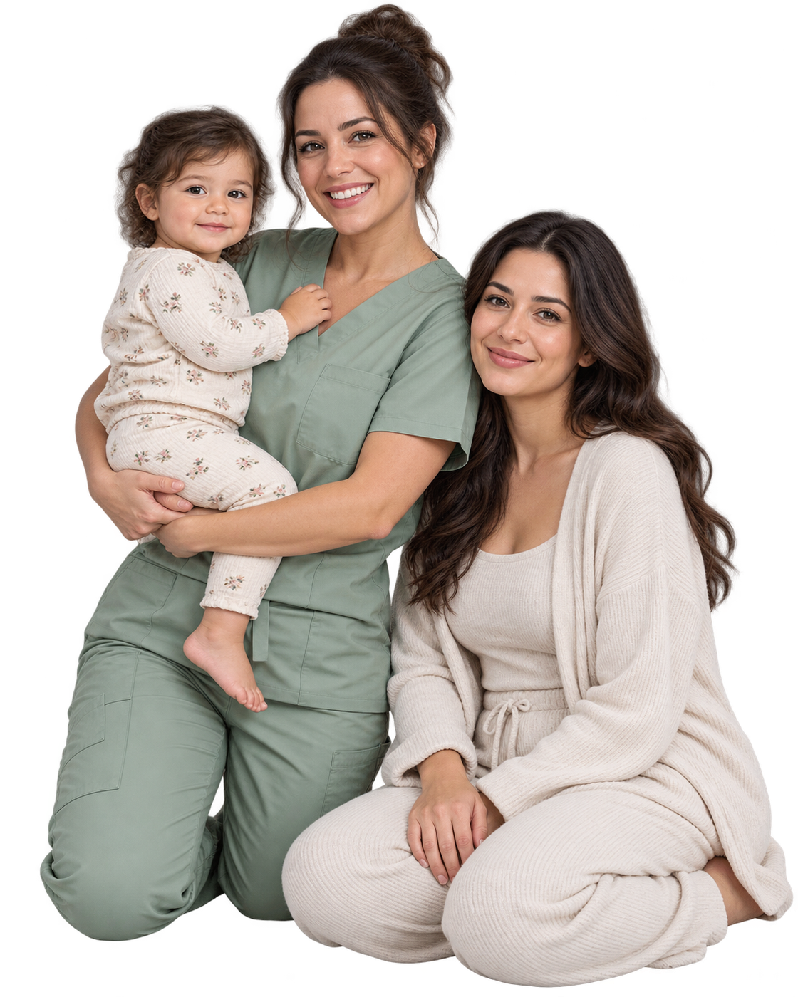 A postnatal nurse with a mother and toddler at home